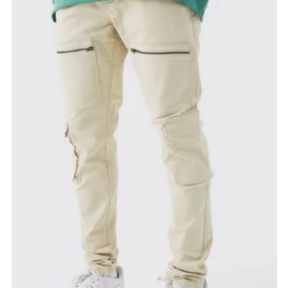 CREAM slim fit Men's Cargo Jean with zippers